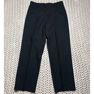 Zanella Bennet Men Black Pure Virgin Wool Dress Pants Made in Italy Slacks 35x31